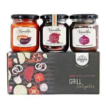 Kanálka grill válogatás - sült cékla chilivel - zakuszka - lilahagyma lekvár