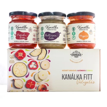 Kanálka fitt válogatás - magyaros hagymalekvár almával - padlizsánkrém - paprikakrém (cukormentes)