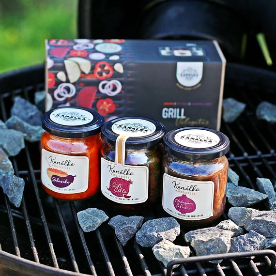 Kanálka grill válogatás - sült cékla chilivel - zakuszka - lilahagyma lekvár