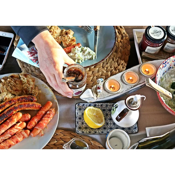 Kanálka grill válogatás - sült cékla chilivel - zakuszka - lilahagyma lekvár